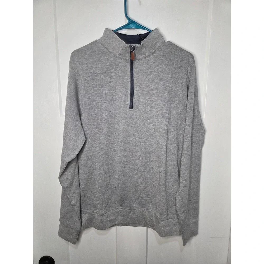 Collars & Co Mens Heather Grey Quarter Zip Pullover Sweater Mock Neck Medium NWT